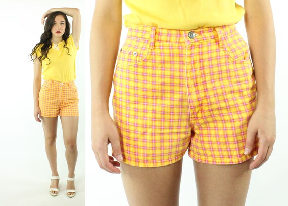 plaid mom shorts