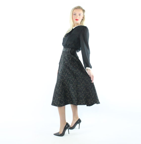 50's Gold Black Full Skirt Vintage 1950's Medium M - image 4