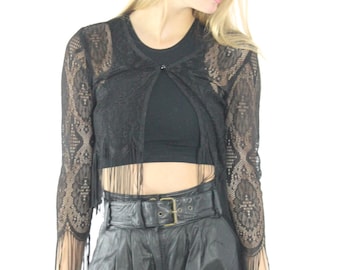 90's Black Lace Bolero Medium M