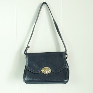 60's Navy Blue Vinyl Handbag Vintage 1960's