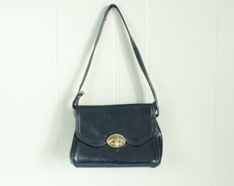 60's Navy Blue Vinyl Handbag Vintage 1960's