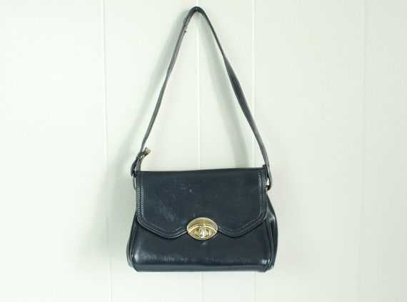 60's Navy Blue Vinyl Handbag Vintage 1960's - image 1