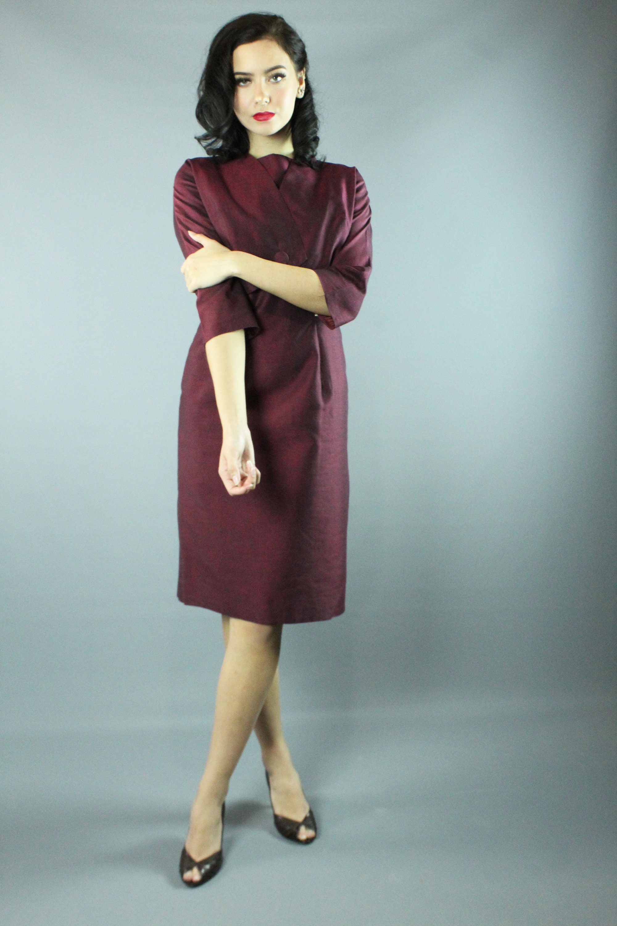 burgundy wiggle dress Harriett Burgundy Wiggle Dress – Pocket Watch and Petticoats