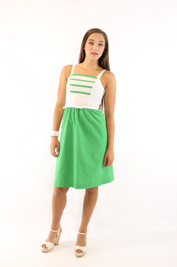 70's Green Sundress XXS X-Small - image 1