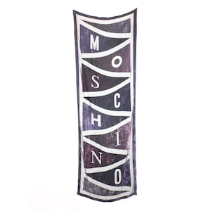 MOSCHINO Velvet Scarf Logo Plum