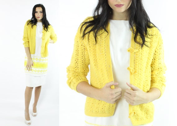 60's Lilly Pulitzer Yellow Wool Cardigan Sweater V