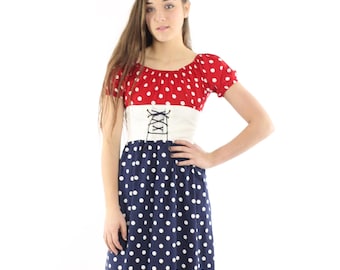 70's Polka Dot Maxi Dress XS Small S