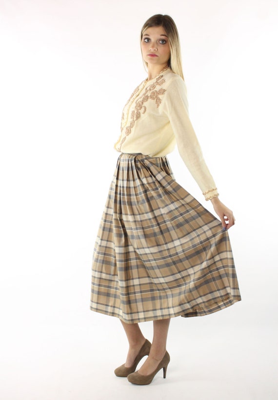 50's Plaid Pleated Skirt Medium M - image 4