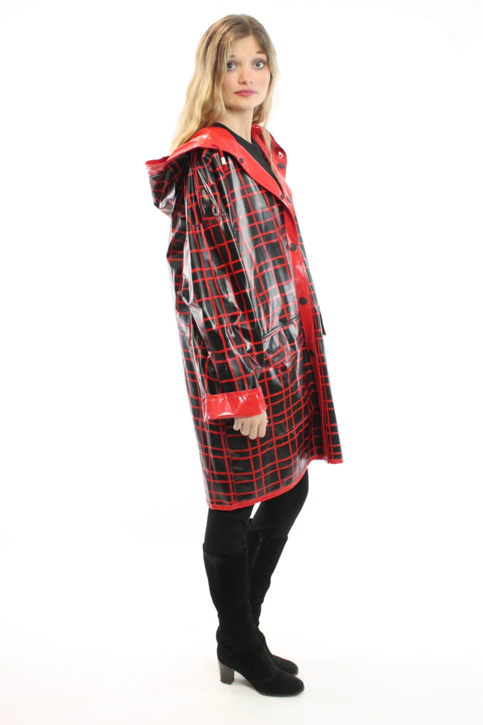 Vintage 90s Wippette Raincoat Vinyl PVC Slicker Hooded Etsy