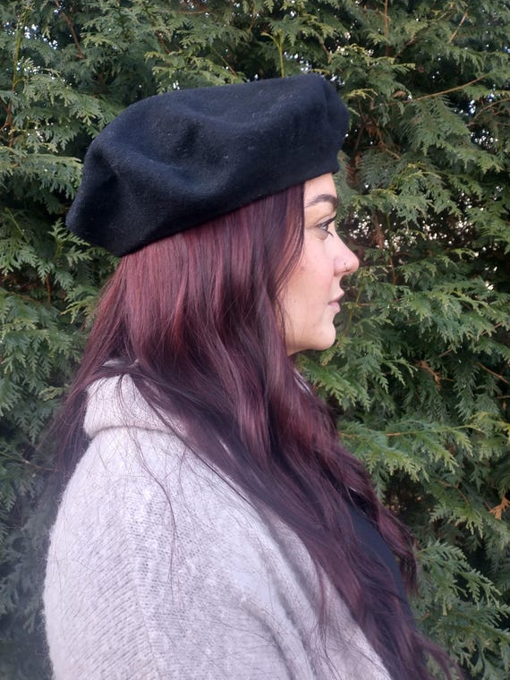 70's Yves Saint Laurent Beret YSL Black Wool Hat - Etsy