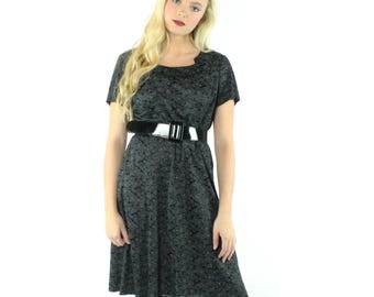 50s Black Paisley Dress Set Large
