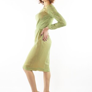 60's Green Party Dress Medium M image 4