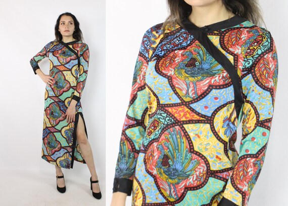 70's Asian Maxi Dress Vintage 1970's Small S