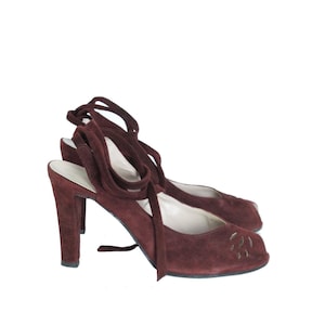 Burgundy Suede Lace Up Pumps 7