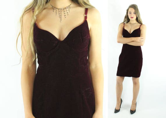 90's Velvet Mini Dress X-Small XS - image 1