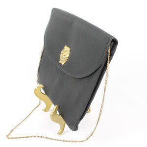 60's Black Envelope Purse Owl Closure image 3