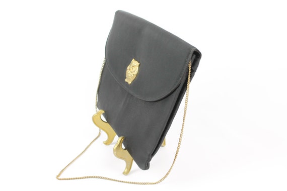 60's Black Envelope Purse Owl Closure - image 3