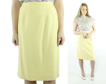 60's Yellow Pencil Skirt Small S