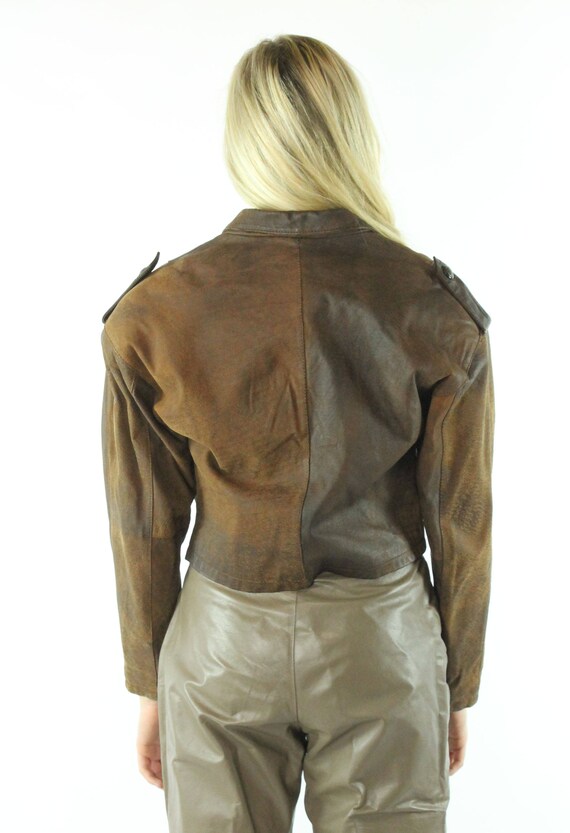 80's Brown Leather Jacket Medium M - image 5