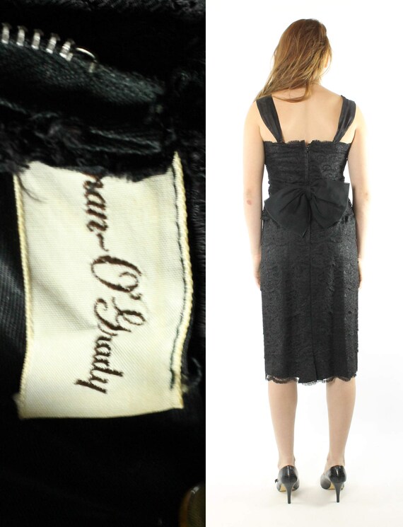 Vintage 50s Black Party Dress Medium M - image 5