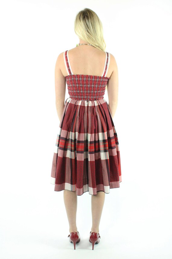 Vintage 50's Full Red Plaid Skirt Small S - image 5