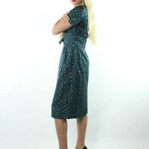 50's Blue Floral Pinup Dress Medium M image 6