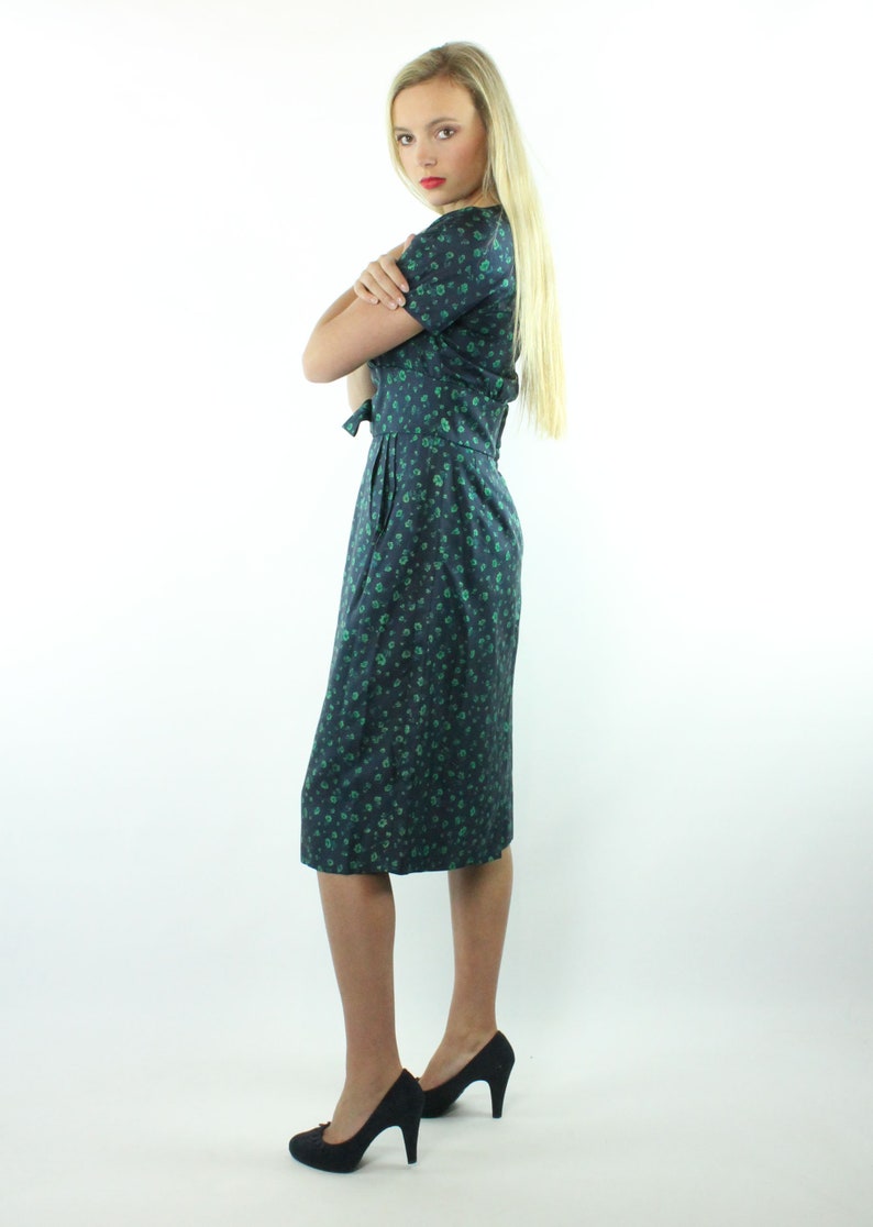 50's Blue Floral Pinup Dress Medium M image 6