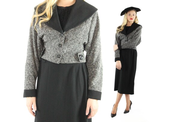 1940s Suit Cropped Jacket Midi Skirt Fred A Block