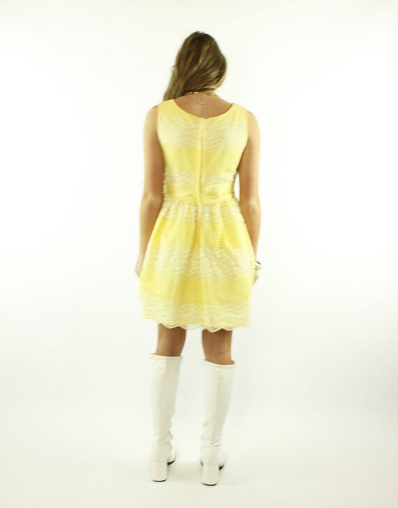 60s Yellow Lace Mini Dress Small S - image 5