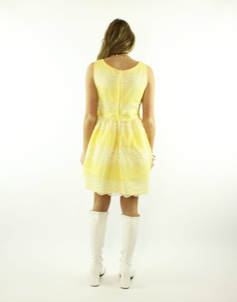 60s Yellow Lace Mini Dress Small S image 5