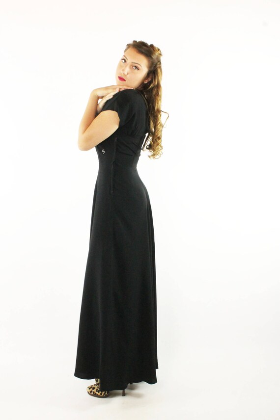 40's Black Cocktail Dress Medium M - image 4