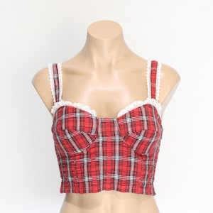 80&#39;s Plaid Crop Top Small S