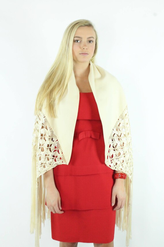 40's Ivory Piano Scarf - image 3