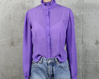 Vintage 80's Secretary Blouse Small S