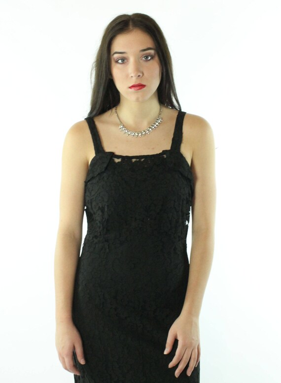 30's Black Lace Cocktail Dress Small S - image 3