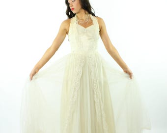 50's Halter Wedding Dress Small