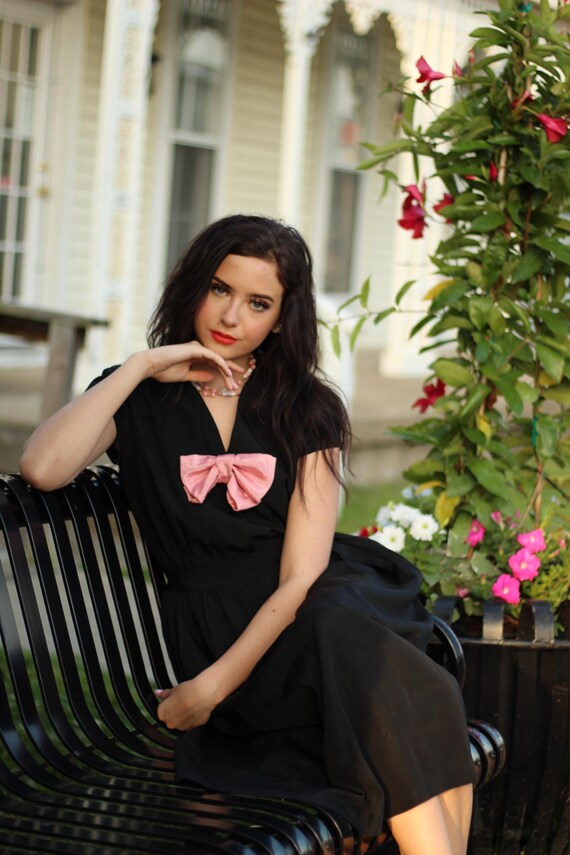 Vintage 40's Black Party Dress Small S - image 8