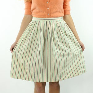 Gonna ampia in cotone a righe anni &#39;50 XL X-Large