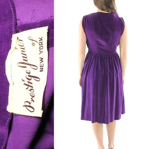 50's Purple Velvet Dress Small S image 5