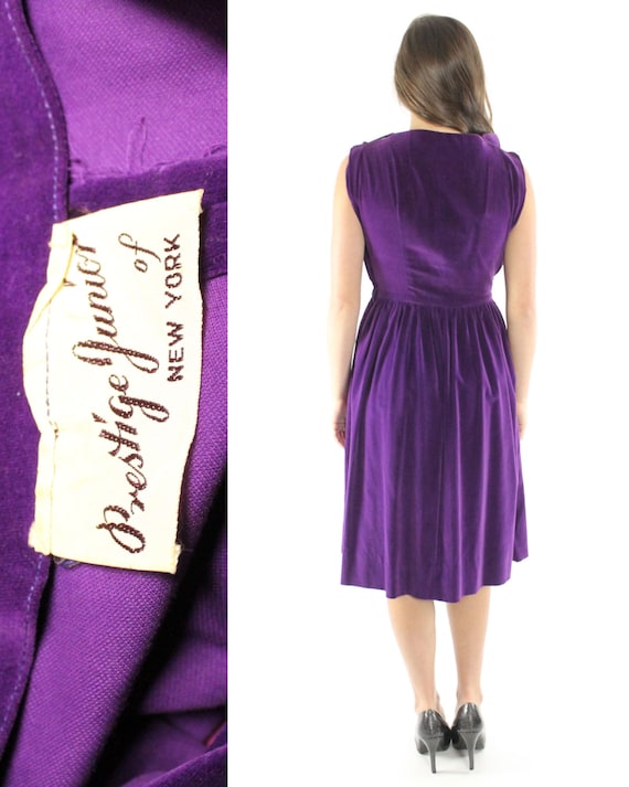 50's Purple Velvet Dress Small S - image 5