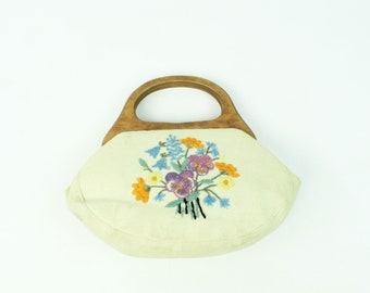 60's Embroidered Fabric Handbag