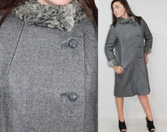 Vintage 60's Gray Wool Coat Medium M