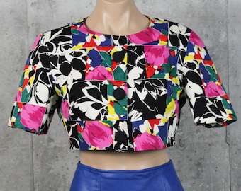 90's Floral Crop Top Medium M