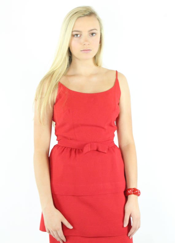 1960s Red Party Dress Small S - image 3