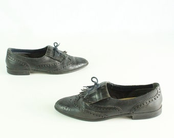 80's Oxford Flats Navy Blue 7 Vintage