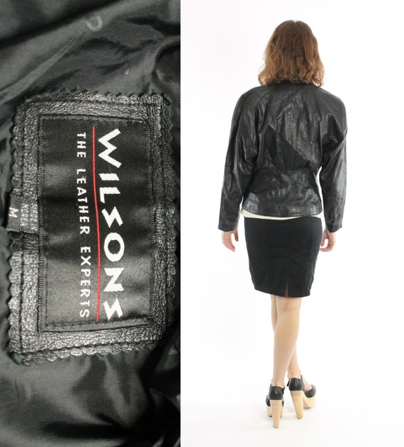 Vintage 80s Black Leather Jacket Medium M - image 5