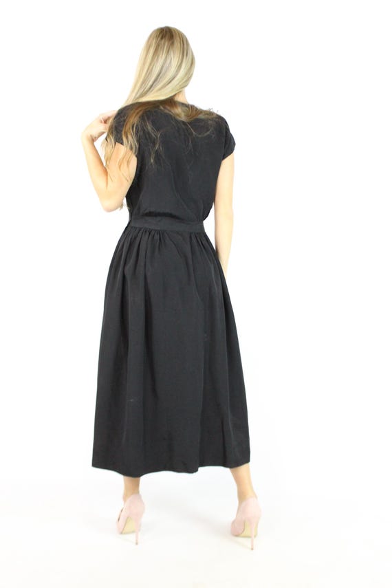 Vintage 40's Black Party Dress Small S - image 4