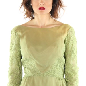 60's Green Party Dress Medium M image 3