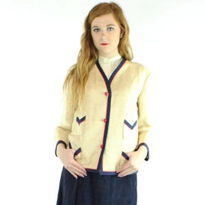 50&#39;s Beige Blazer Jacket Large L