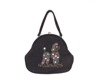 Vintage 50's Black Poodle Purse